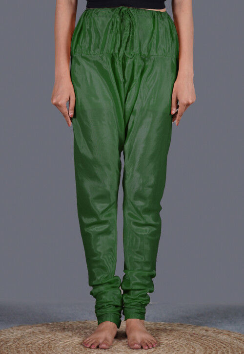 Solid Color Shantoon Churidar in Dark Green