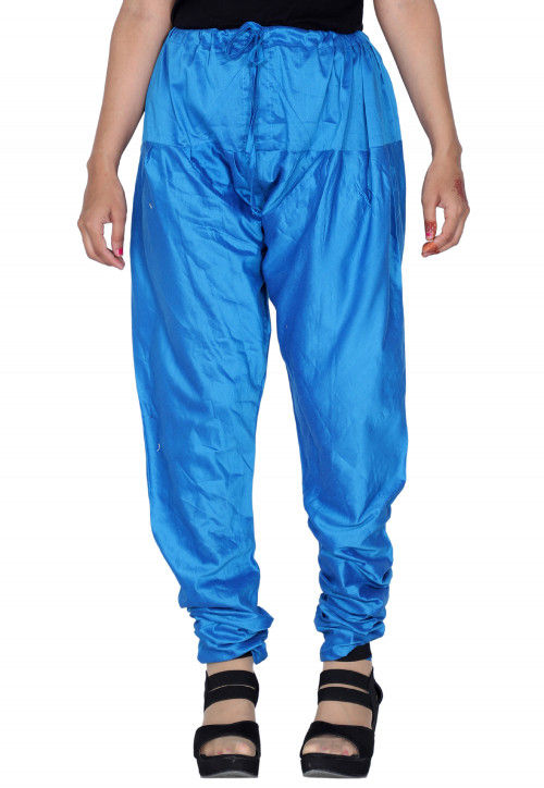 Solid Color Shantoon Churidar in Teal Blue