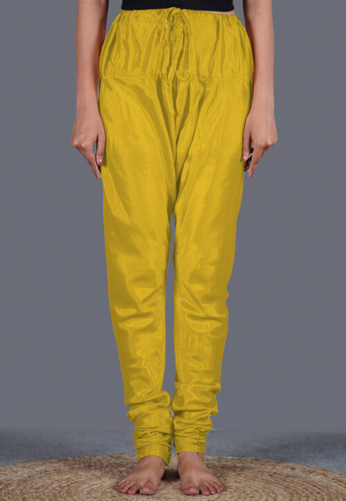 Solid Color Shantoon Churidar in Yellow