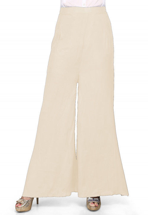 Solid Color Shantoon Palazzo in Off White