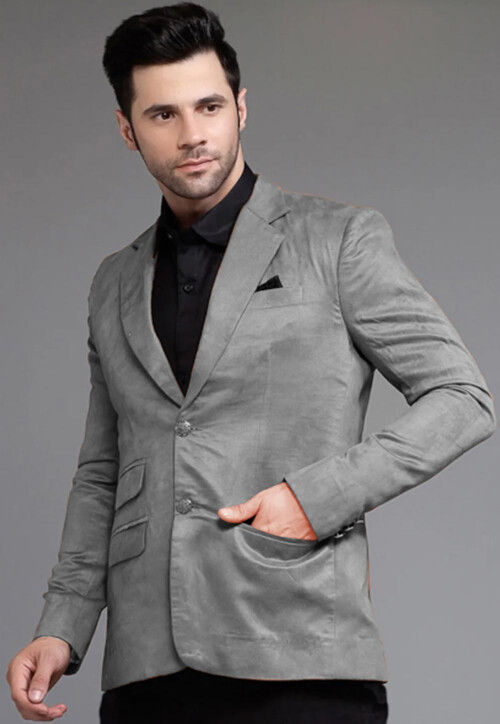 Grey suede blazer sale