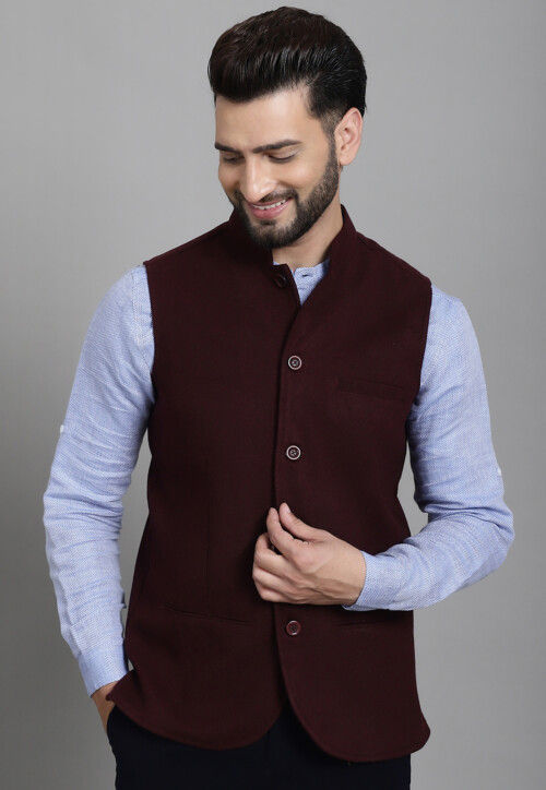 Maroon Embroidered Bandhgala Jacket – Talking Threads