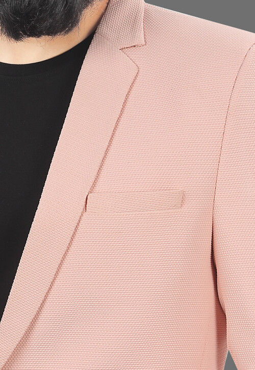 Solid Color Terry Rayon Blazer in Pink