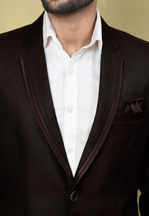 Solid Color Terry Rayon Blazer in Wine