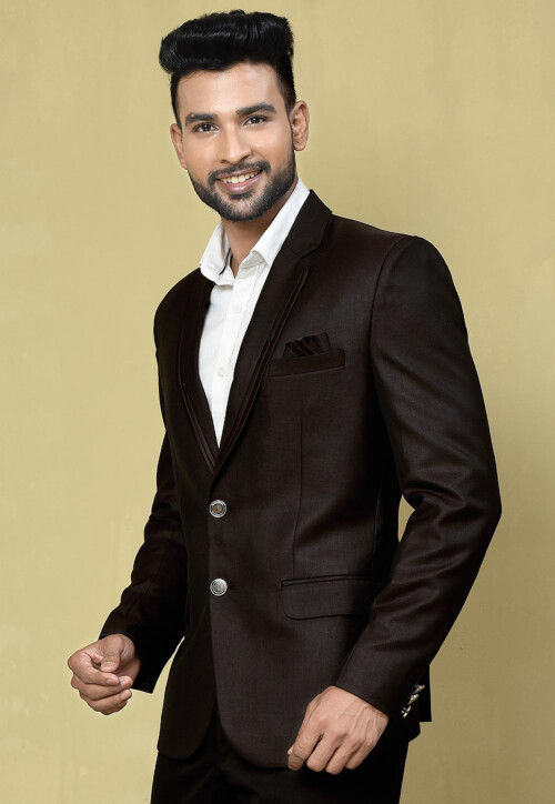 Solid Color Terry Rayon Blazer in Wine