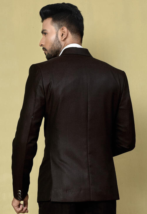 Solid Color Terry Rayon Blazer in Wine