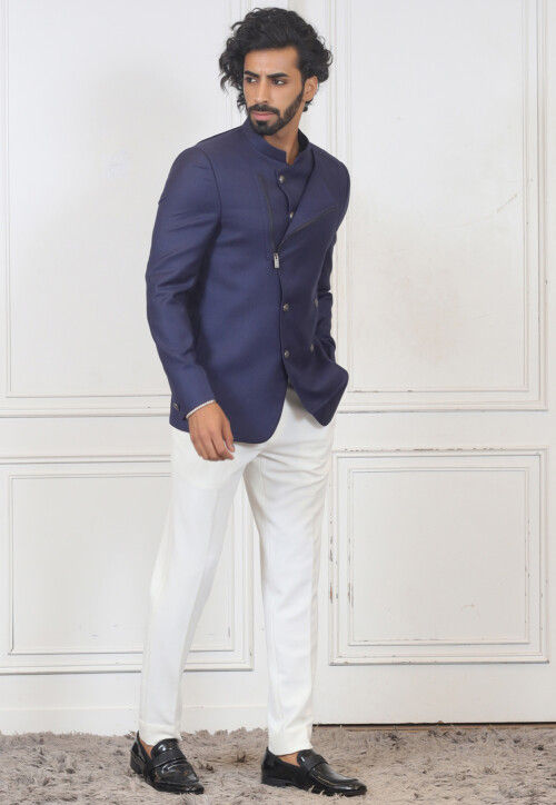 solid color terry rayon jodhpuri suit in navy blue v1 msa16