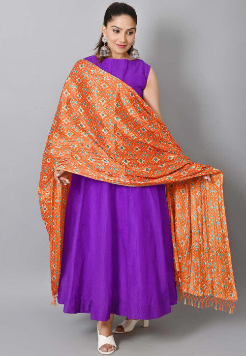 orange and violet combination dresses Buy Solid Color Two Toned Silk Abaya Style Suit in Purple Online : KJN4206