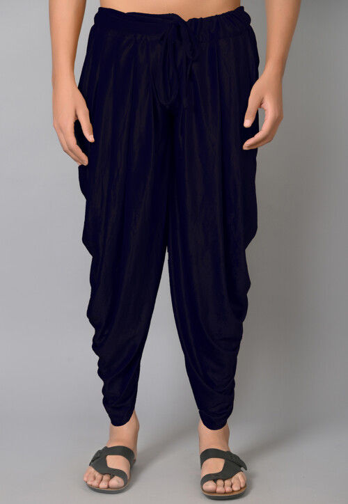 Buy Solid Color Velvet Dhoti in Navy Blue Online : MTE1396 - Utsav Fashion