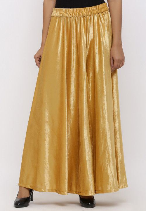 Solid Color Velvet Palazzo in Golden