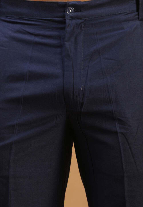 Solid Color Viscose Pant in Navy Blue