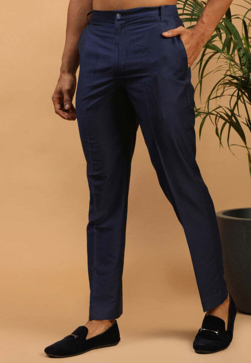 Solid Color Viscose Pant in Navy Blue