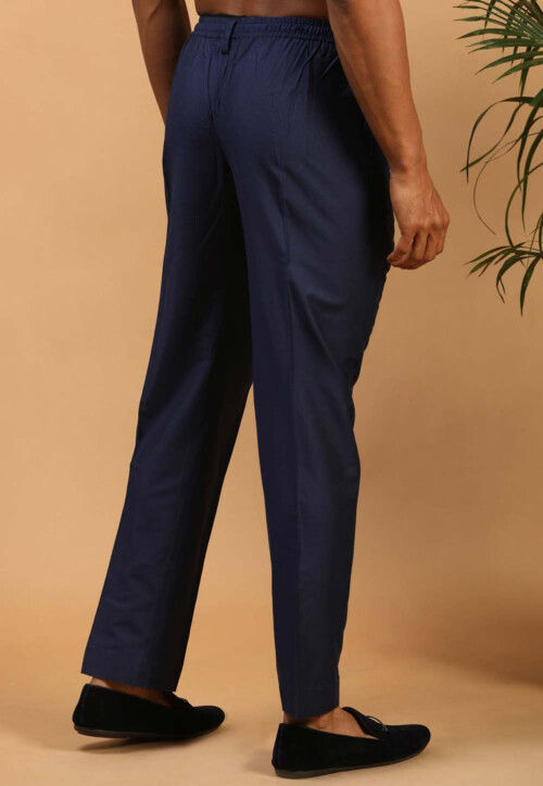 Solid Color Viscose Pant in Navy Blue