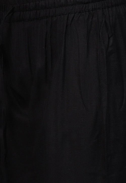 Solid Color Viscose Rayon Pakistani Suit in Black : KJL84