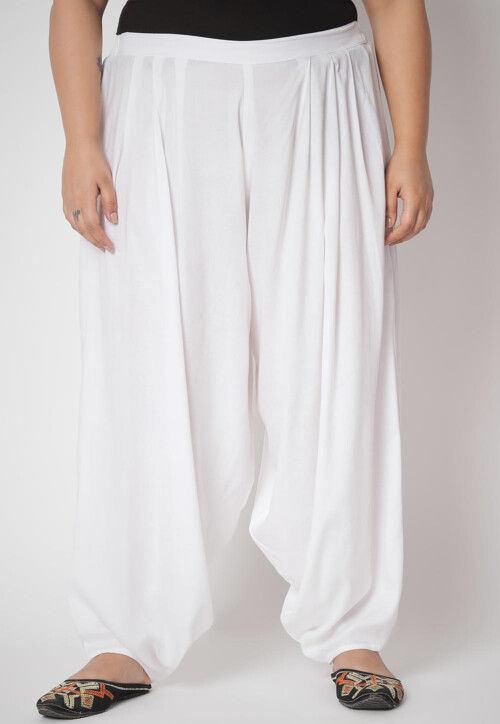 Solid Color Viscose Salwar in White