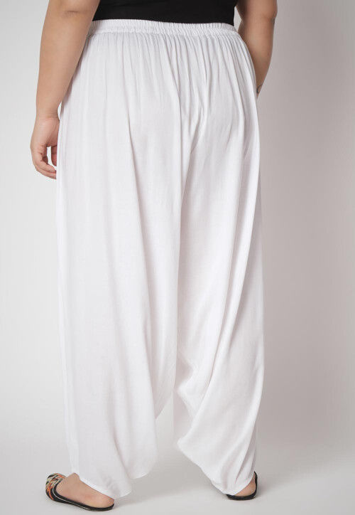 Solid Color Viscose Salwar in White