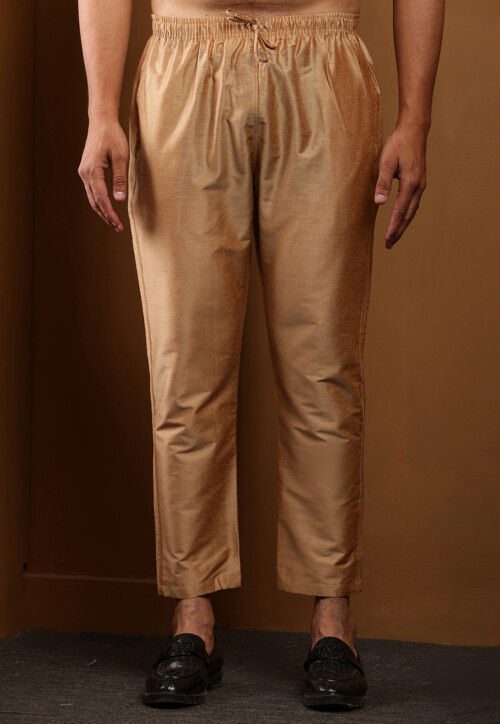 Solid Color Viscose Silk Pajama in Beige