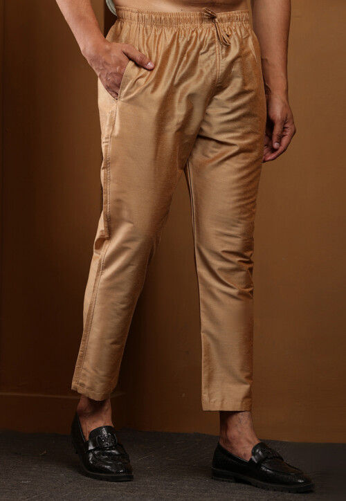 Solid Color Viscose Silk Pajama in Beige