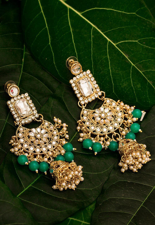 Shop Rubans Gold Plated Pearl Chandbali Earrings Online at Rubans
