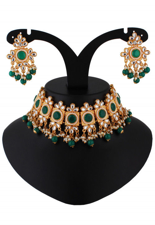 Gold Finish Utsav Choker Set with Stone Accents main image 0