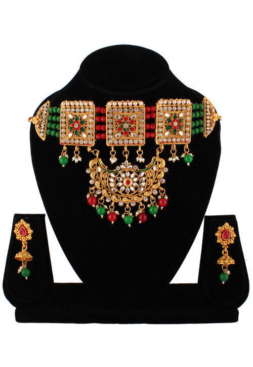 Stone Studded Choker Necklace Set