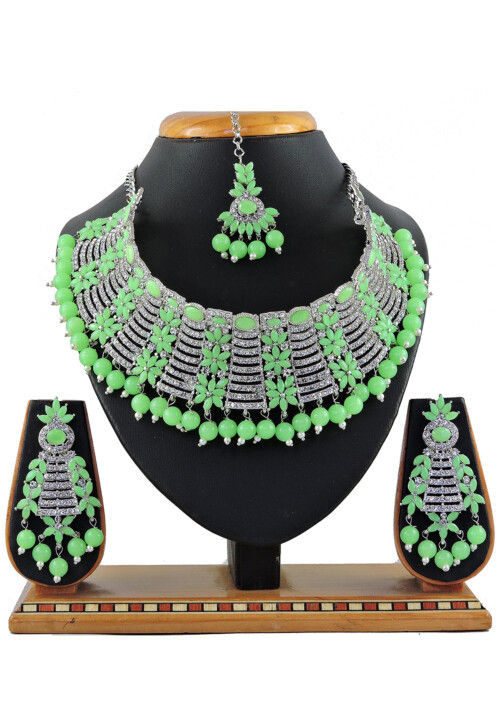 Buy Stone Studded Choker Necklace Set Online JNV1321 Utsav Fashion