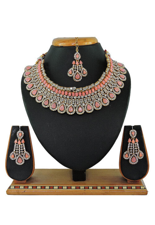 White stone necklace set online shopping 2025