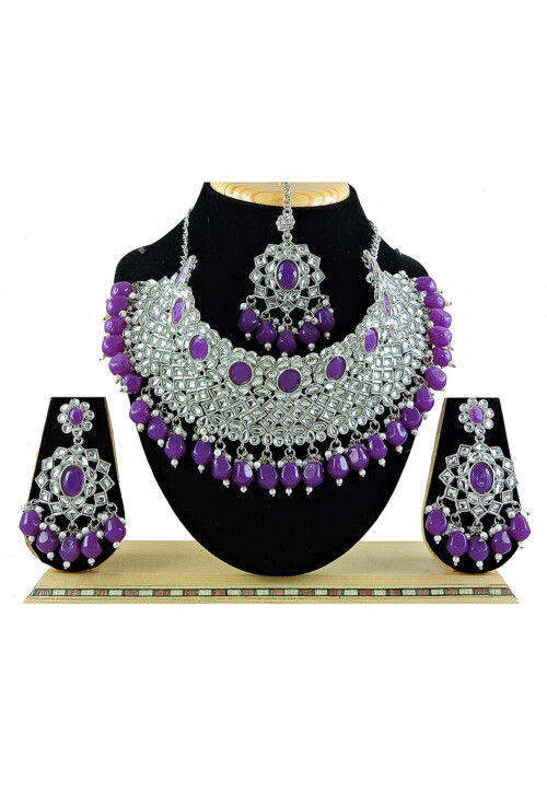 Purple colour new arrivals bridal jewellery set