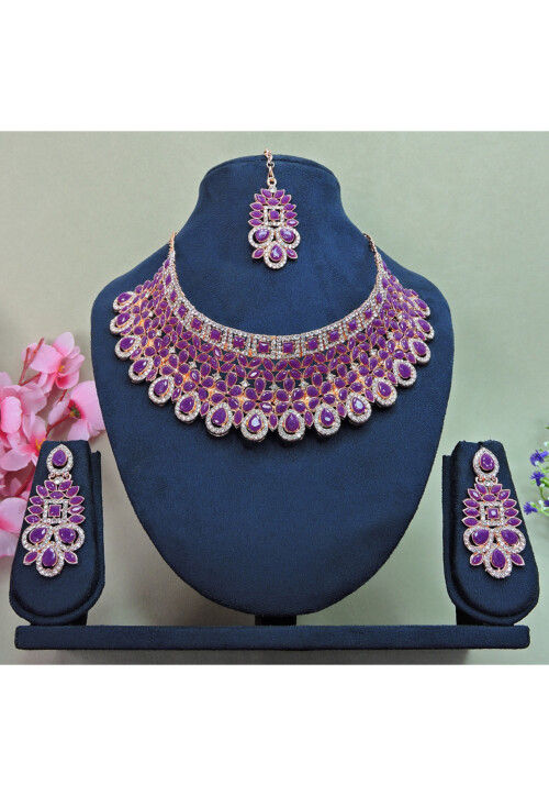 Buy Stone Studded Choker Necklace Set Online JNV6570 Utsav Fashion
