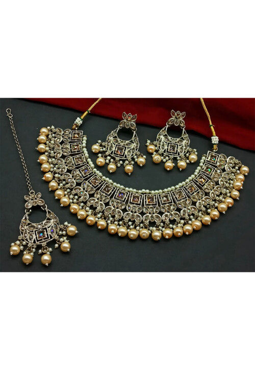 Stone Studded Choker Necklace Set