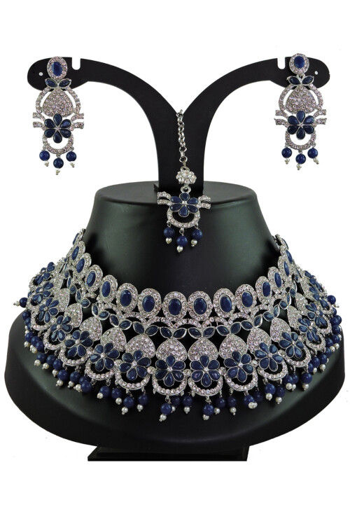 Stone Studded Choker Necklace Set JNV868
