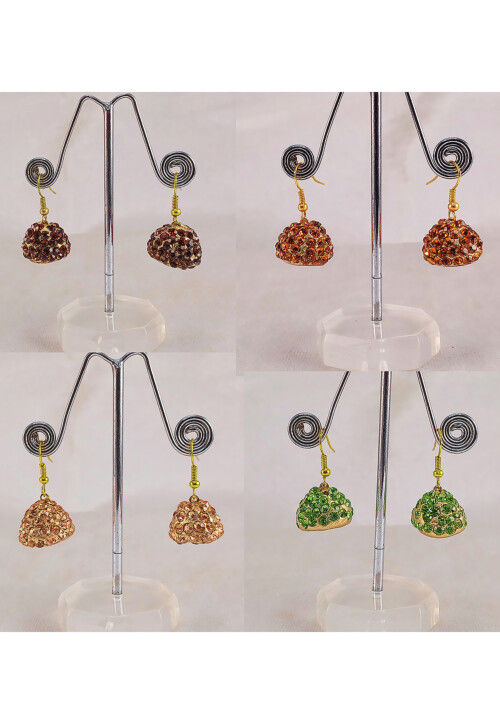 Stone Studded Combo Jhumka Style Earrings
