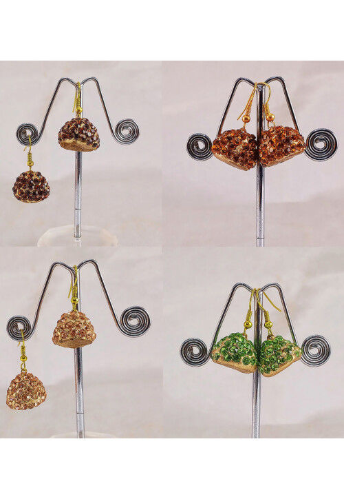 Stone Studded Combo Jhumka Style Earrings