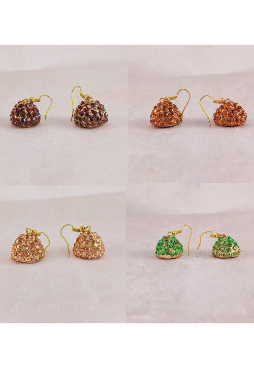 Stone Studded Combo Jhumka Style Earrings