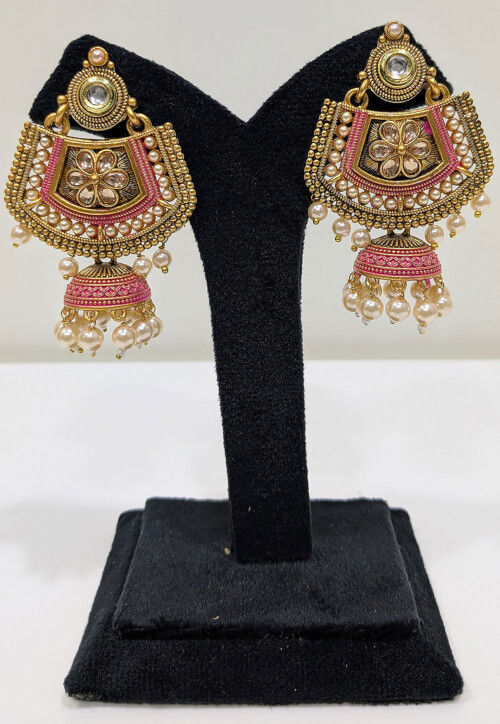 Stone Studded Jhumka Style Earrings