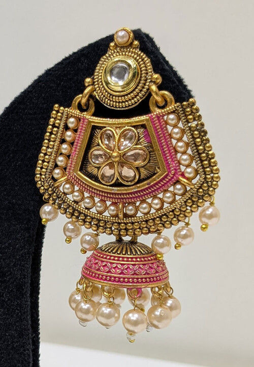 Stone Studded Jhumka Style Earrings