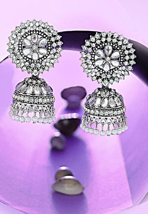 Stone Studded Jhumka Style Earrings