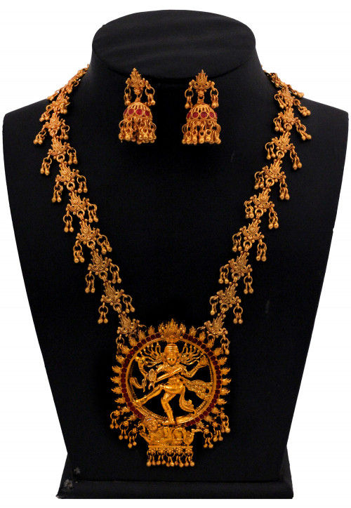 Stone Studded Natraj Temple Necklace Set