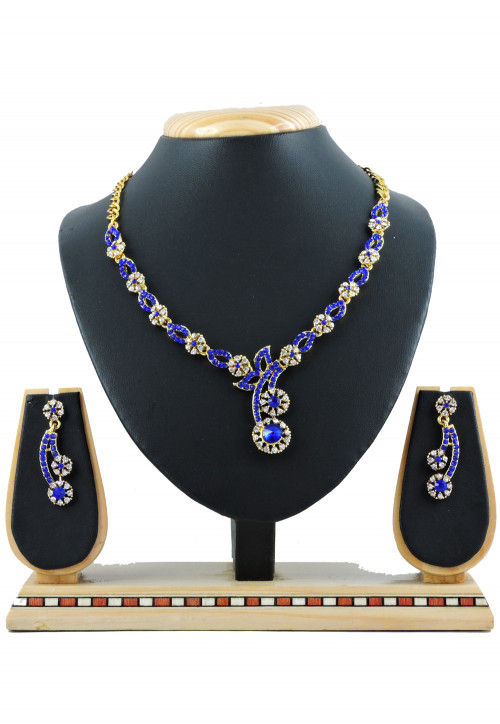 Royal blue necklace set online store