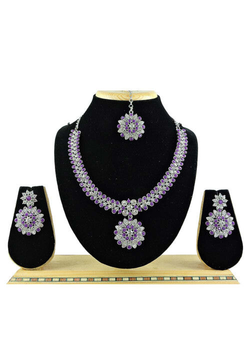 Purple colour necklace clearance