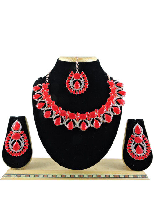 Buy Stone Studded Necklace Set Online JHU3092 Utsav Fashion