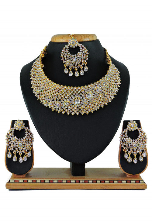 Buy Stone Studded Necklace Set Online JHU56 Utsav Fashion