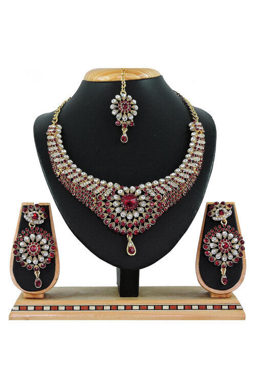 Buy Stone Studded Necklace Set Online JNV1441 Utsav Fashion