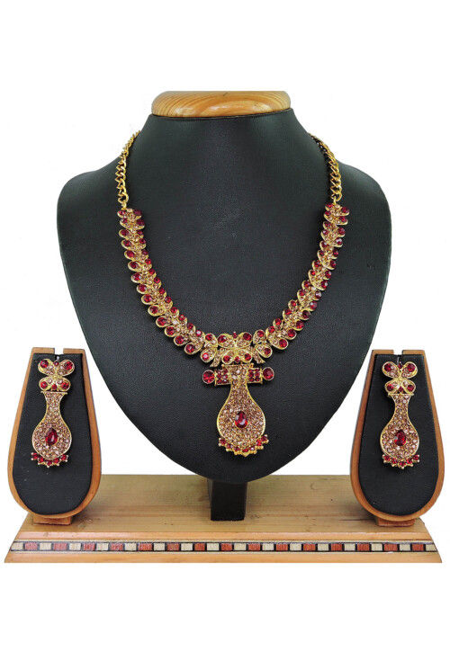 Buy Stone Studded Necklace Set Online JNV2372 Utsav Fashion