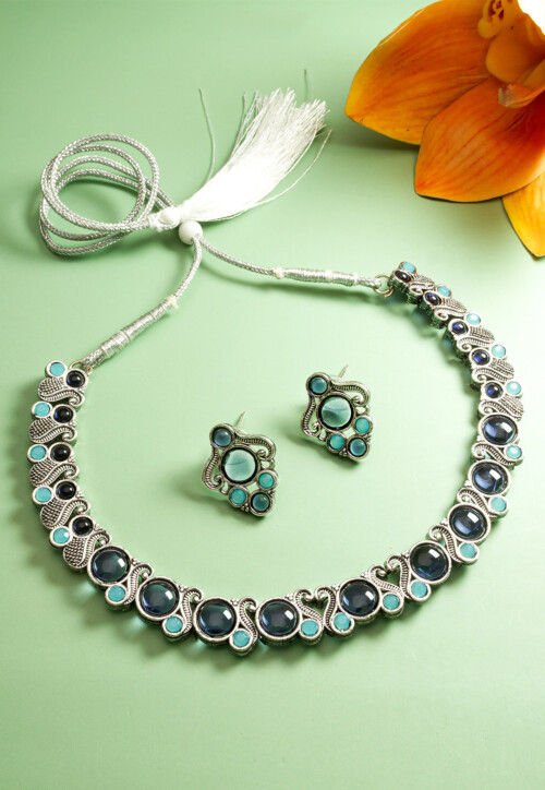 Stone studded necklace set discount