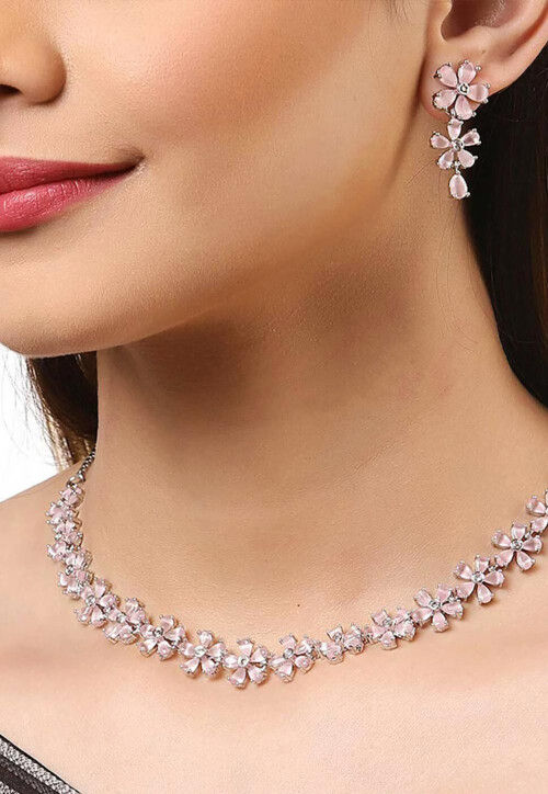 Stone studded necklace sales