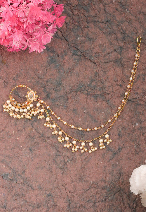 Stone Studded Nose Ring with Layered Chain