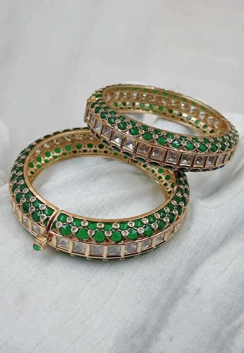 Stone Studded Openable Bangle Pair