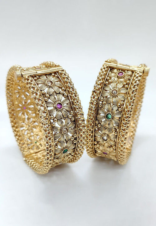 Stone Studded Openable Bangle Pair