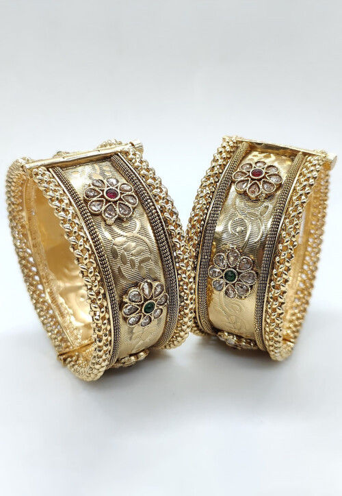 Stone Studded Openable Bangle Pair